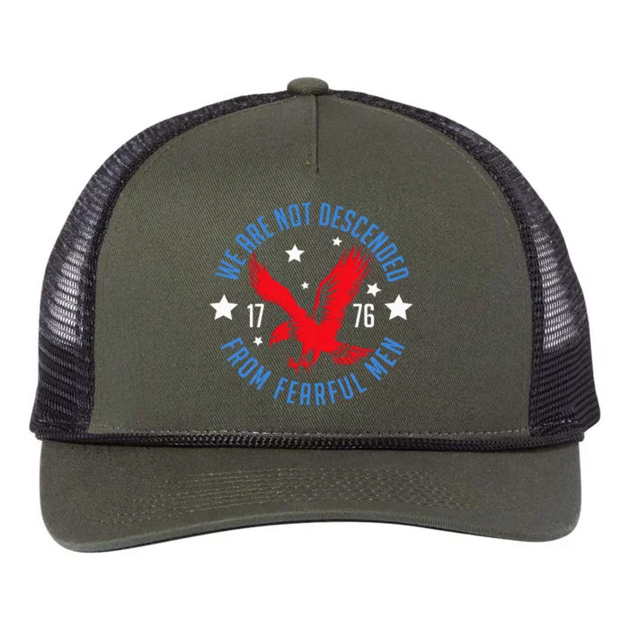 We Are Not Descended From Fearful Patriotic 4th Of July Retro Rope Trucker Hat Cap