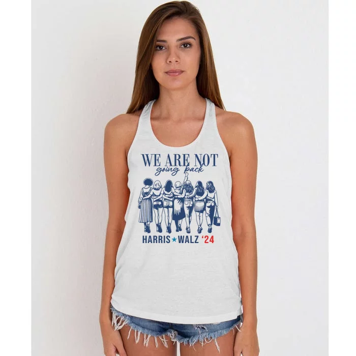 We Are Not Going Back Kamala Harris Waltz 24 Eleciton Women's Knotted Racerback Tank