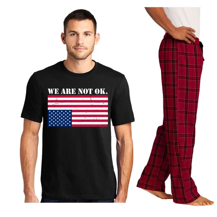 We Are Not Ok Upside Down American Flag Pajama Set