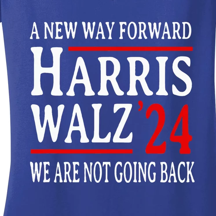 We Are Not Going Back Pro Kamala Harris Harris Walz 2024 Women's V-Neck T-Shirt