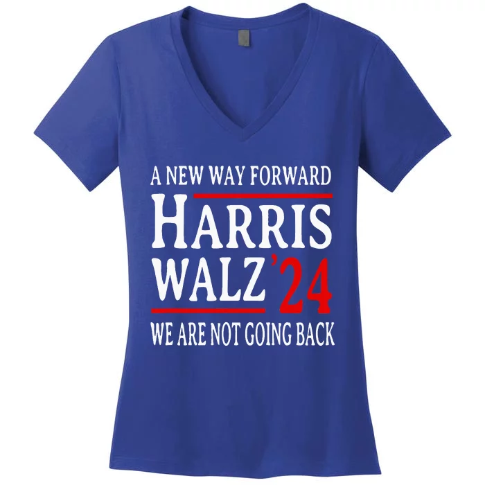 We Are Not Going Back Pro Kamala Harris Harris Walz 2024 Women's V-Neck T-Shirt