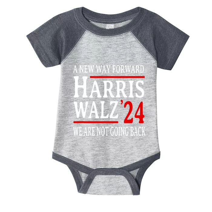 We Are Not Going Back Pro Kamala Harris Harris Walz 2024 Infant Baby Jersey Bodysuit