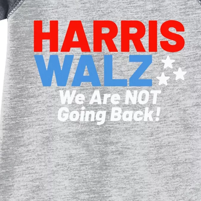 We Are Not Going Back! President Kamala Harris Tim Walz 2024 Infant Baby Jersey Bodysuit