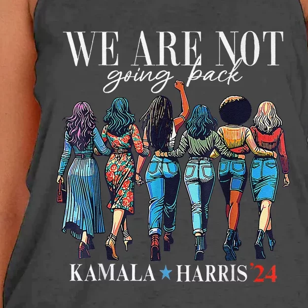 We Are Not Going Back Kamala Harris Waltz 24 Madam President Gift Women's Knotted Racerback Tank