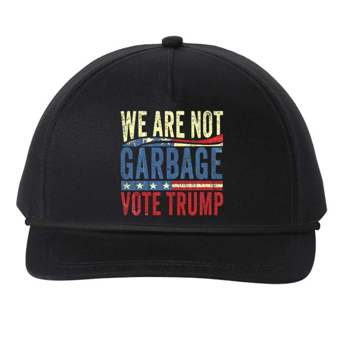 We Are Not Garbage Vote Trump For President 2024 Trump Vance Snapback Five-Panel Rope Hat