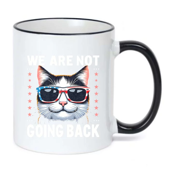 We Are Not Going Back America Flag Cat Us Election Day 2024 Black Color Changing Mug