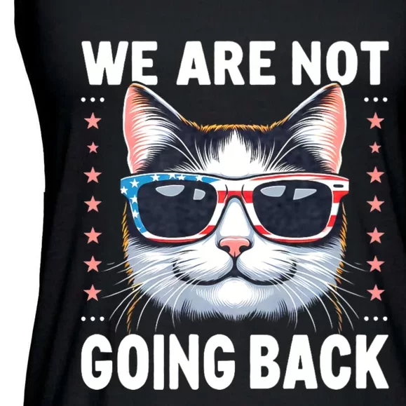 We Are Not Going Back America Flag Cat Us Election Day 2024 Ladies Essential Flowy Tank