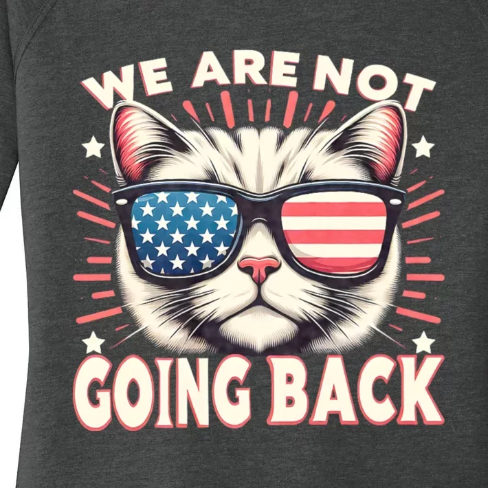 We Are Not Going Back Us Election Day 2024 America Flag Cat Women's Perfect Tri Tunic Long Sleeve Shirt