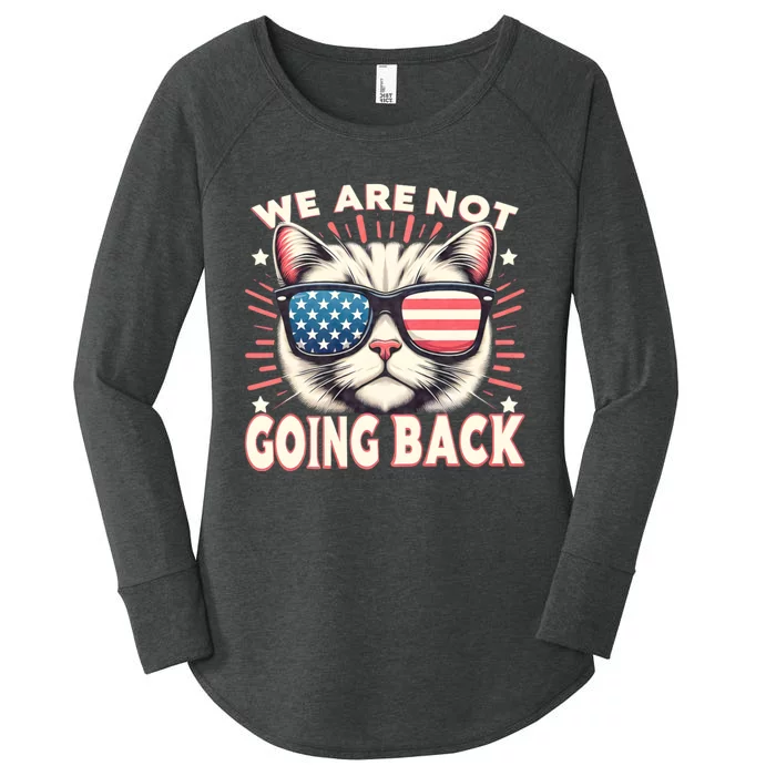 We Are Not Going Back Us Election Day 2024 America Flag Cat Women's Perfect Tri Tunic Long Sleeve Shirt