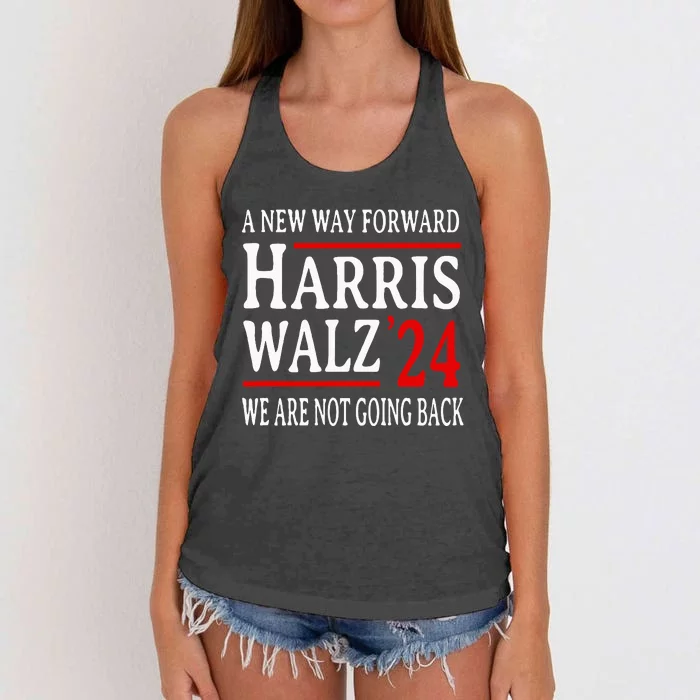 We Are Not Going Back Pro Kamala Harris Harris Walz 2024 Women's Knotted Racerback Tank