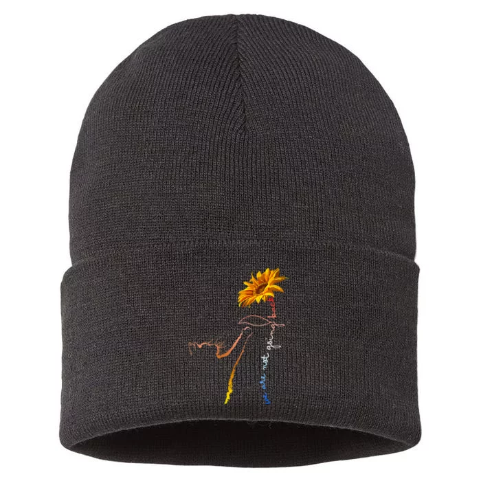 We Are Not Going Back Cute Cat Sunflower Kamalaharris Sustainable Knit Beanie