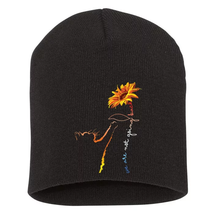 We Are Not Going Back Cute Cat Sunflower Kamala Short Acrylic Beanie