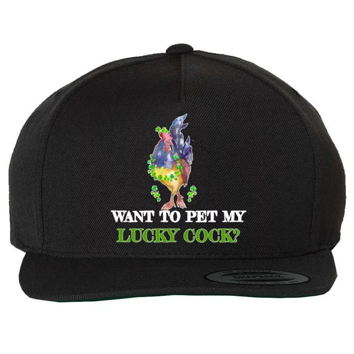 Want To Pet My Lucky Cock St Patrick's Day Wool Snapback Cap