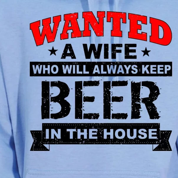 Wanted A Wife Who Will Always Keep Beer Unisex Surf Hoodie