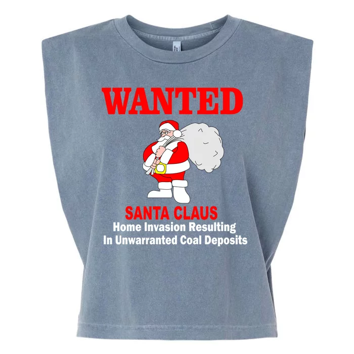 Wanted Santa Claus Home Invasion Garment-Dyed Women's Muscle Tee