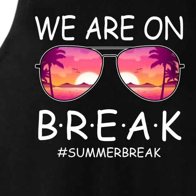 We Are On Break Summer Break Tropical Ladies Tri-Blend Wicking Tank