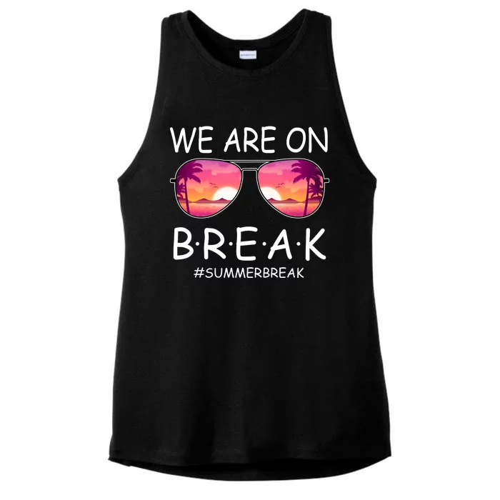 We Are On Break Summer Break Tropical Ladies Tri-Blend Wicking Tank