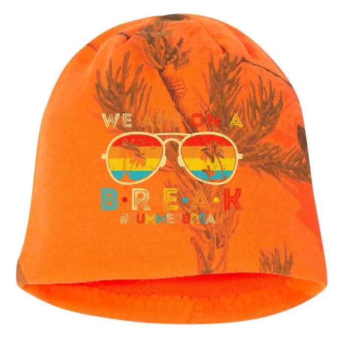 We Are On A Break Teacher Retro Sunset Glasses Summer Break Kati - Camo Knit Beanie