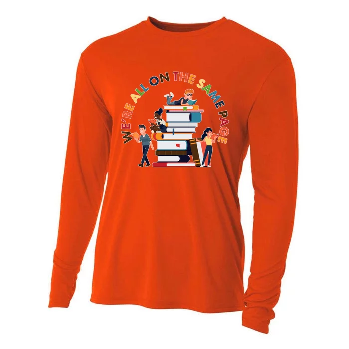 Were All One The Same Page Library Reading Fan Book Lover Cooling Performance Long Sleeve Crew