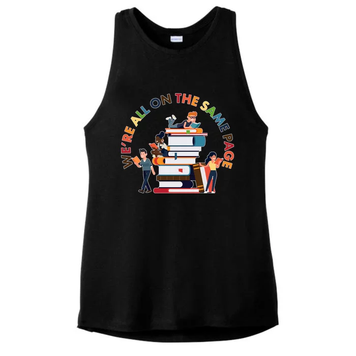 Were All One The Same Page Library Reading Fan Book Lover Ladies Tri-Blend Wicking Tank