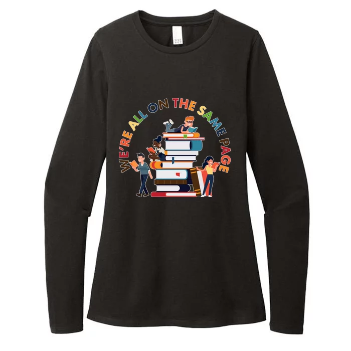 Were All One The Same Page Library Reading Fan Book Lover Womens CVC Long Sleeve Shirt