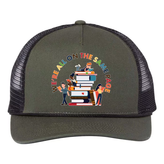 Were All One The Same Page Library Reading Fan Book Lover Retro Rope Trucker Hat Cap