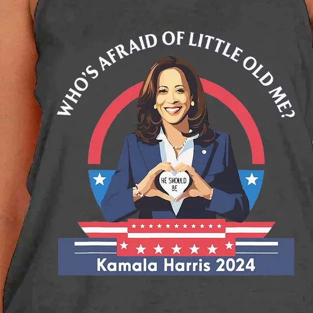 WhoS Afraid Of Little Funny Old Me Kamala Harris 2024 Women's Knotted Racerback Tank