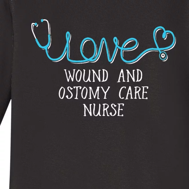 Wound And Ostomy Care Nurse Stethoscope Scripted Wit Baby Long Sleeve Bodysuit