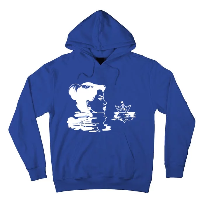 Woman And Paper Ship Tall Hoodie