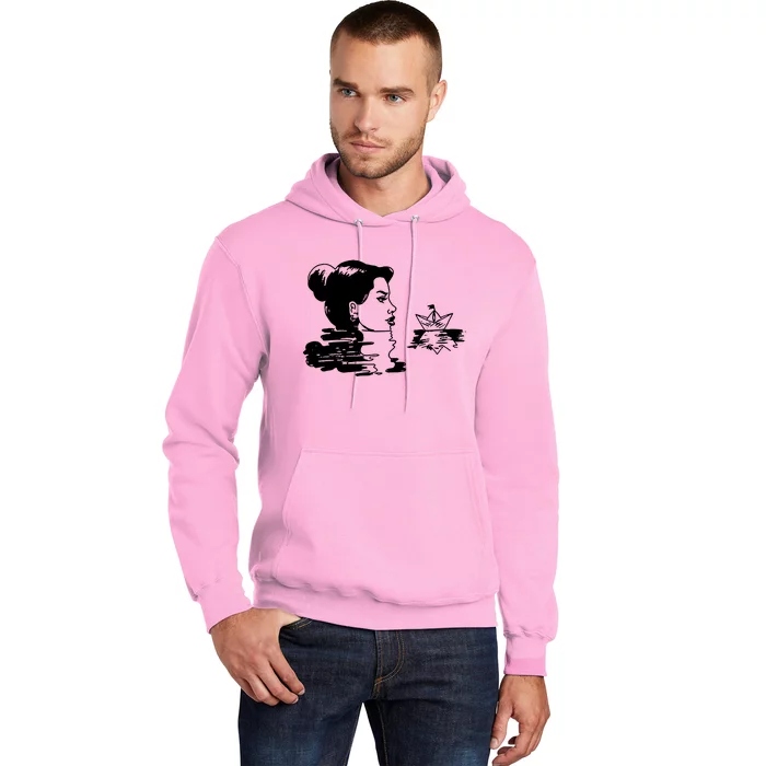 Woman And Paper Ship Hoodie