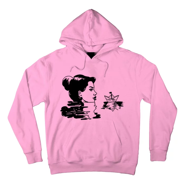 Woman And Paper Ship Hoodie