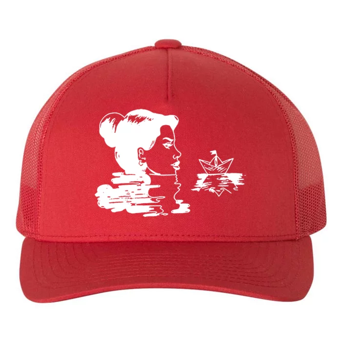 Woman And Paper Ship Yupoong Adult 5-Panel Trucker Hat