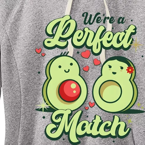 We A Perfect Match Happy Valentines Day Couples Avocado Women's Fleece Hoodie