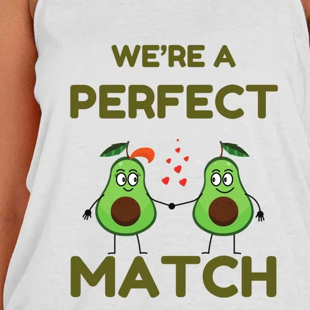 We’re A Perfect Match Avocado Funny Valentines Day Couples Women's Knotted Racerback Tank