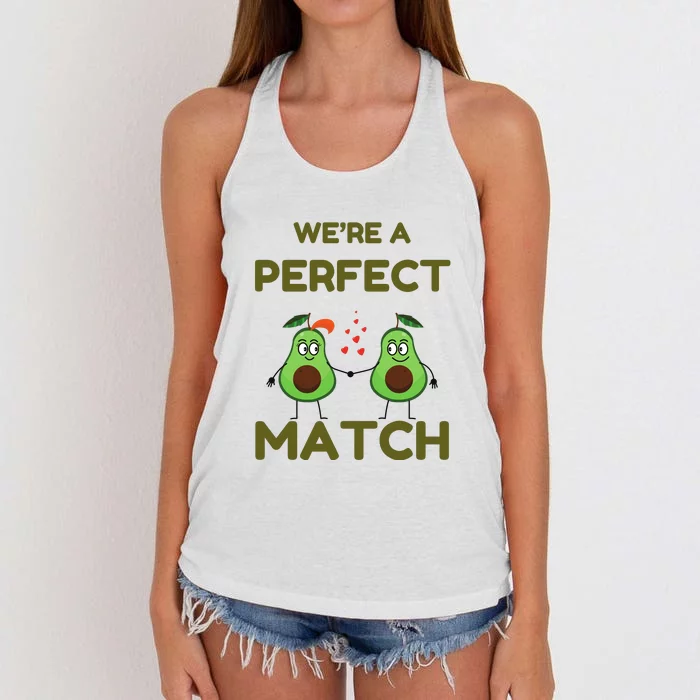 We’re A Perfect Match Avocado Funny Valentines Day Couples Women's Knotted Racerback Tank