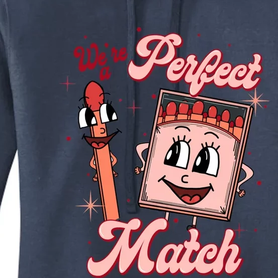 We’re A Perfect Match Retro Groovy Valentine's Day Matching Great Gift Women's Pullover Hoodie