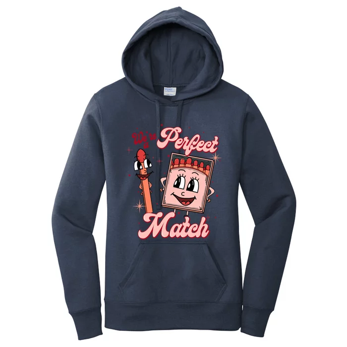 We’re A Perfect Match Retro Groovy Valentine's Day Matching Great Gift Women's Pullover Hoodie