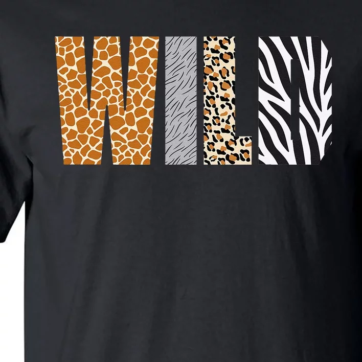 Wild Animal Pattern Giraffe Wolf Leopard Zebra Animal Print Tall T-Shirt