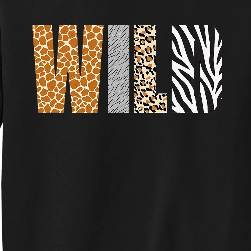 Wild Animal Pattern Giraffe Wolf Leopard Zebra Animal Print Tall Sweatshirt