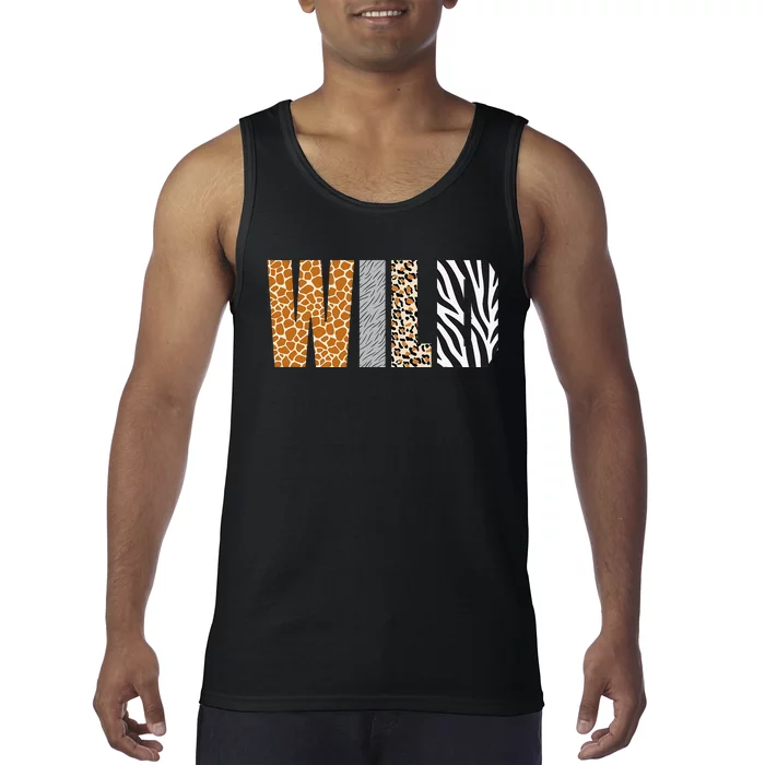 Wild Animal Pattern Giraffe Wolf Leopard Zebra Animal Print Tank Top