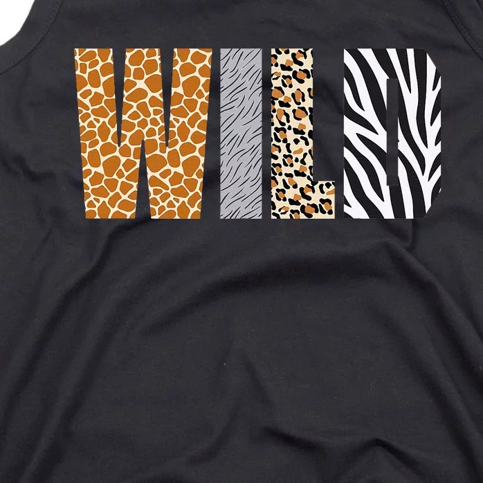 Wild Animal Pattern Giraffe Wolf Leopard Zebra Animal Print Tank Top