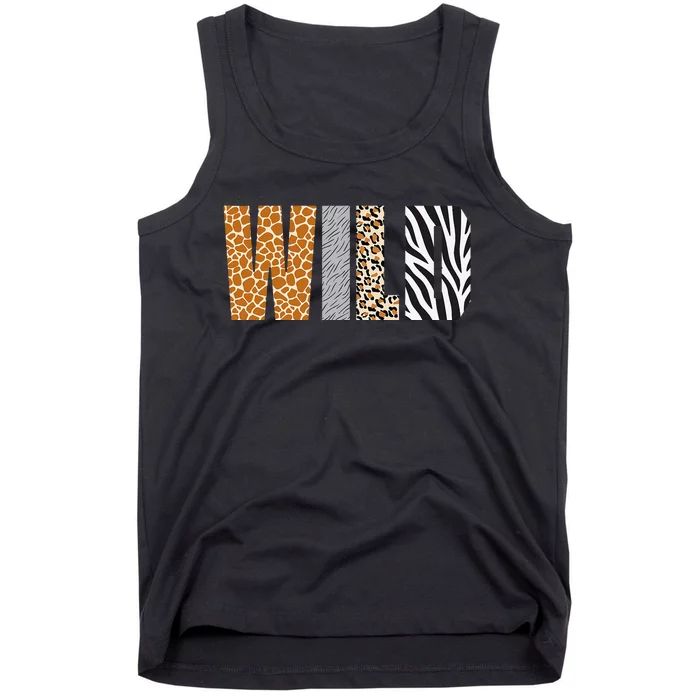 Wild Animal Pattern Giraffe Wolf Leopard Zebra Animal Print Tank Top