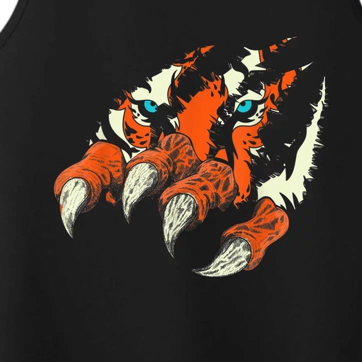 Wildlife Animal Predator Wild Cat Claws Tiger Eyes Tiger Performance Tank