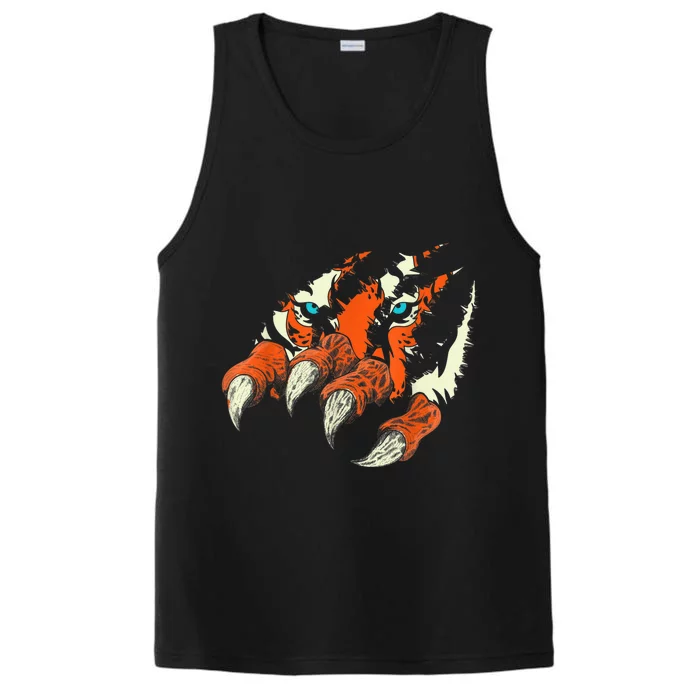 Wildlife Animal Predator Wild Cat Claws Tiger Eyes Tiger Performance Tank