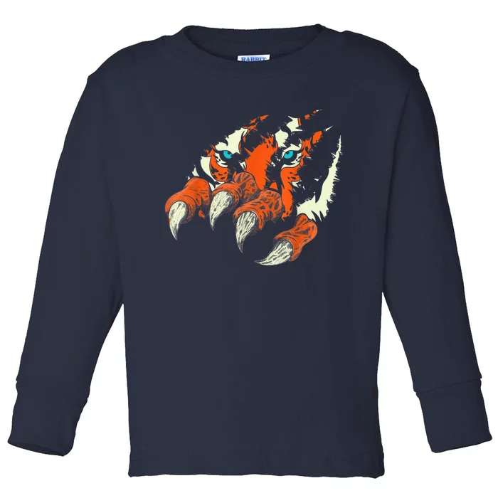 Wildlife Animal Predator Wild Cat Claws Tiger Eyes Tiger Toddler Long Sleeve Shirt