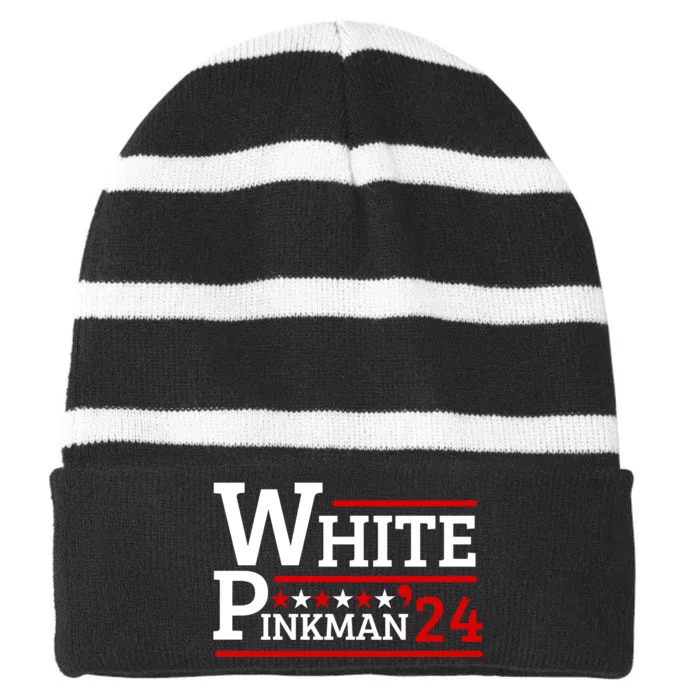 White And Pinkman 24 Election Funny Humor Striped Beanie with Solid Band