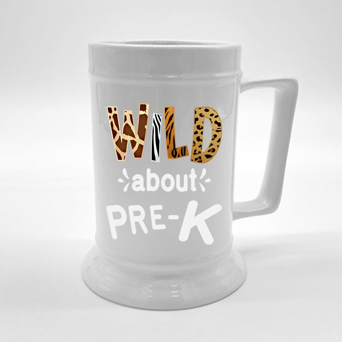 Wild About Pregiftk Teacher Student First Day Of Kindergarten Gift Front & Back Beer Stein