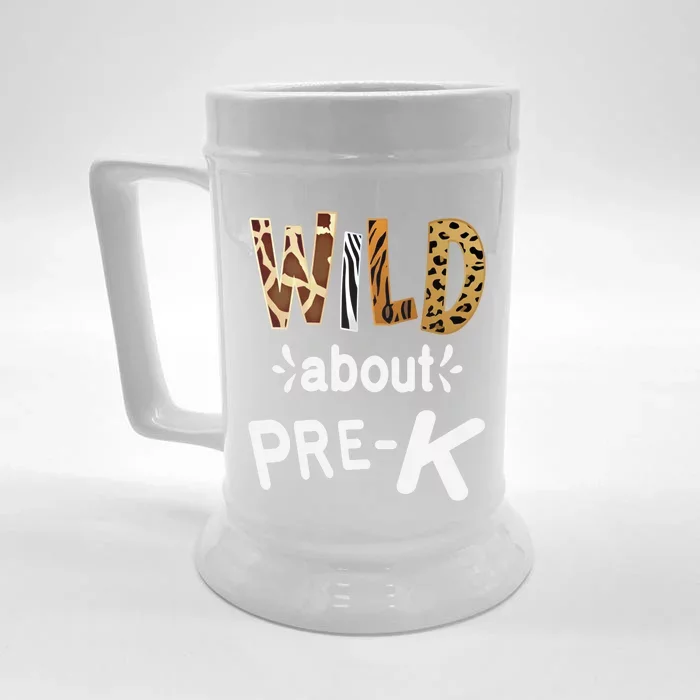 Wild About Pregiftk Teacher Student First Day Of Kindergarten Gift Front & Back Beer Stein