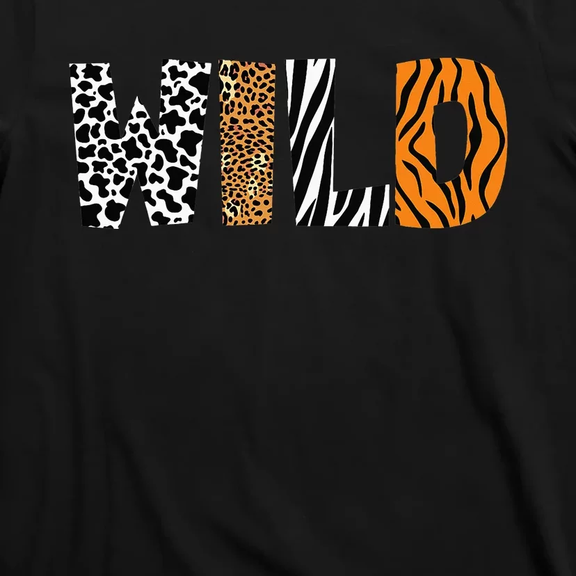 Wild Animal Pattern Cow Leopard Zebra Tiger Animal Print T-Shirt