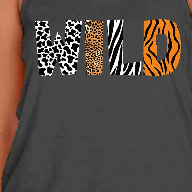 Wild Animal Pattern Cow Leopard Zebra Tiger Animal Print Women's Knotted Racerback Tank